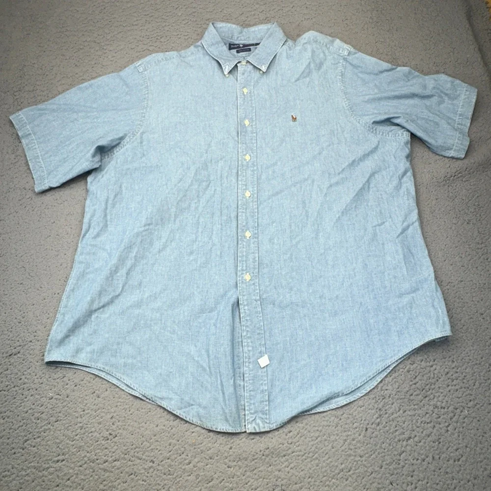 Polo Ralph Lauren Chambray Shirt Mens XXL Blue Button Down Denim Pony Preppy